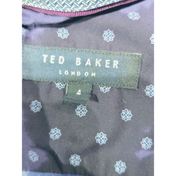 Ted Baker London Mens Long Sleeve Button-Up Shirt Size 4 Blue Pattern - Picture 4 of 6